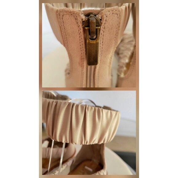 Sorel Ella II Ankle Strap Ruched Elastic Sandals Leather Flats Beige Size 6.5 - Picture 11 of 11